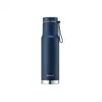 Lock & Lock Stainless Steel Double Wall Insulated Metro Edge Tumbler with Hand Strap, 620 Ml, Navy Blue