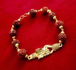 C B J Lord Shiva Tripundra Tialk & Damru Adjutable Religious Rudraksha Bracelet