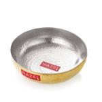 HAZEL Brass Kadai Tasra with Kalai | 100% Pure Brass Kadhai with Tin Coating | Hammered Pital Kadai without Handle for Cooking and Serving | Brass Utensils For Kitchen, 2650 ML, 24 cm