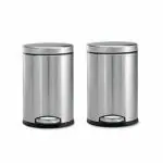 OPR Stainless Steel Plain Pedal Dustbin with Lid | Trash Can for Bathroom, Home, Kitchen, washrooms, Room and Office with Lid - Pack Of 2 (5 Litre)