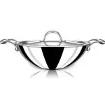 Stahl Triply Stainless Steel Artisan Deep Kadhai with Lid, 4750, 20cm, 1.8 Liters