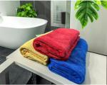 FINESSE DECOR GenuineGlobal Decor 3 Pieces Bath Towel Set (Pack of 3), 400 GSM, Bath, Beach, Face, Hair, Sport Towel Set- Free handtowel Worth Rs.245 100% Cotton (Glossy Red, Sun Yellow and Purple)