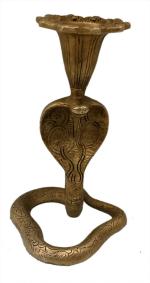 Kalarambh Bharat Haat Yellow Brass Snake Candle Stand Handicraft Art 44 x 12 x 55 cm