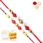 Jaiccha-Set of 2 7615, 7622 Pearl Rakhis with 400 gms of Besan Barfi