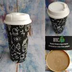 EcoTrendy.IN_Rice Husk Coffee Sipper Cup - 475 ML (Doodle Art Design), Eco-Friendly | Recyclable & Reusable | Microwave Safe | Dishwasher Safe | Freezer Safe |