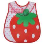 Pokory Baby Bibs for Feeding Kids Bib with Washable Nylon Material Size for 2 Months to 3 Years Adjustable Bib with Strawberry Designs and Red Colour Pack of 1