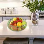 Market 99 Fruit Wire Basket for Storage Kitchen Net Cover Vegetable for Dining Table Kitchen Drainer Multi Use Metal Serving Organizer Fruit Bowl Iron Green