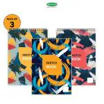 SUNDARAM A4 Spiral Bound Plain Sketch Book, Pack of 3 (36 Pages) 29.5 x 21 cm