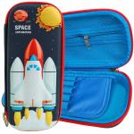 Toyshine Black Rocket Compact Hardtop Pencil Case with Multiple Compartments -Black