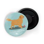 Dhcrafts Blue Metal Golden Retriver Printed Fridge Magnet, 5.8 Cm