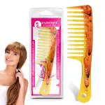 Majestique Premium Long Handle and Extra Wide Comb, Transparent Heat Resistant Detangling Comb for All Hair Types, Use for Straightening and Sectioning, Shampoo Comb, 1 Piece/Multicolor