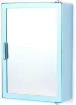 Pgen Blue Plastic Bathroom Mirror Storage Basin Cabinet Plastic Wall Shelf, 10 X 14 X 4 Inch