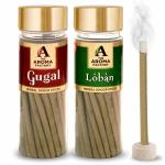 The Aroma Factory Dhoop Batti Sticks Gugal & Loban Charcoal free Incense Holder 2 x 100g