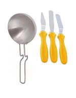 First Front Aluminium Tadka Pan With 3 Pcs Pallet Knife Set and (Multicolour, Pack of 2)