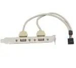 AdzMozi New 2 Port USB 2.0 Motherboard Rear Panel Expansion Bracket to IDC 9 Pin Motherboard USB Cable Host Adapter