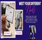 TECKMOJI ENJOY THE LIFE Aluminum Alloy Mobile Phone Stand Rotation Height and Angle Adjustable Cell Phone Stand for Desk Office Foldable Desktop Phone Holder for Smartphone-A4