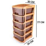 Plastic Modular Drawer Organizer Plastic Boxes For Storage chest Of Drawers For Storage Rack System Organisers Storage Box , Large Stomo Racks For Storage Multipurpose Anti-slip Shoes Organizers | Brown | 5 Layer