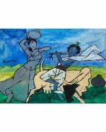 DECOR ADVENTURES Radha-Krishna by M.F. Husain Wall Painting 18 x 14 inch