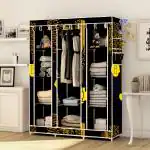 Be modern 3 Door 10 shelves Black Printed Collapsible wardrobe
