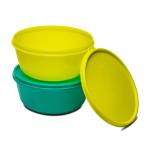 Tupperware Green and Yellow Plastic Multipurpose Bowl Pack of 2 1.5L