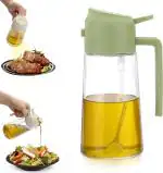 KRIJAM Oil Sprayer for Cooking, 2 in 1 Olive Oil Dispenser Bottle for Kitchen