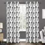 Amazures White and Multi Color Peacock Feather Design 3D Digital Printed Polyester Eyelet Shilhouette Curtain - 4 x 9 feet (Pack of 2)