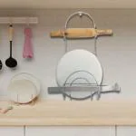 Storia Stainless Steel Roti Chakla Belan Stand Rolling Pin Hanger Heavy Hook Hanging Holder Heavy Duty Rolling Pin with Tong Holder