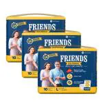 Friends Overnight Adult Diapers Pants Style - 30 Count (L-XL) with odour lock and Anti-Bacterial Absorbent Core- Waist Size 30- 56 Inch ; 76- 142cm