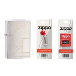Combo of Zippo Diagonal Stripes Design Windproof Pocket Lighter and Wick and Flint