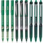 Pilot Hi-Tecpoint V7, V7 Grip and V7 RT Fine Point Liquid Ink Pen | Tip Size - 0.7 MM | Unique Dimple Tip Technology | Ink Colour - Green - 3 V7, 3 V7 Grip and 3 RT | Pack of 9