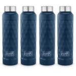 Classic Essentials Stainless Steel INOX Puro Water Bottle for Fridge, School, Home, Office, Travel, Capacity: (1000) ml, Color: Navy Blue, Pack of 4