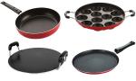 Nirlon 4 pcs of Red Non-stick Aluminium Kitchen Cookware Set