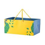 PPJ - WEDDING PEACOCK (DARK YELLOW) (10 Pcs.) (WEDDING) (1 KG SWEET BOX) PAPER CARRY BAG, 13 Inch X 10 Inch X 6 Inch for DIWALI/WEDDING/FUNCTION/BIRTHDAY/RETURN GIFTS/CHRISTMAS (Pack of 10)