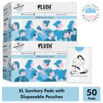 Plush Ultra-Thin Sanitary Pads with Disposables - 25 Pcs - XL with Panty Liners - (Pack of 2)