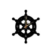 Euro Crystal Ship Wheel Shape Wooden Wall Clock