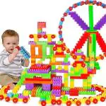 Ankirant Building Block 102 Blocks Train Bricks with Wheel Educational Learning Kids Toys Games