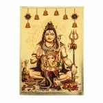 Hawai Lord Shiva with Ganesha Gold Plated Foil Hindu God Religious Poster for Décor and Worship Use SFDI00633_NOF_8X12
