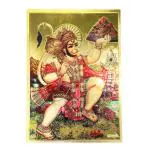 Hawai Sanjeevani Parvat Dhari Hanuman 24k Gold Plated Self Adhesive Poster Sticker for Home Office Business Place Puja Ghar Worship Use SFDI00135