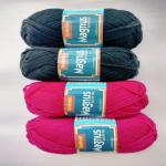 vardhman knitting yarn magnus yarn (Pack of 4 balls - each ball -100 gm, total 400 gm) 2 BLACK & 2 MAGENTA colour