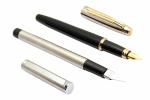 Ledos Silver and Black Stainless Steel Set Of Vsign Stride and Jinhao 65 Stainless Steel Fountain Pens Fine Nib (Pack of 2)