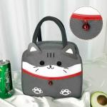 House of Quirk Insulated Reusable Lunch Bag Tote Bag Grey White Cat