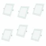 POLYCAB 18W LED Panel Light Scintillate Edge Slim Square Smart Offers Bright Lumination Long Lifespan No Harmful Radiation (Cool White, 6500K, 6 PCS, Cut Out: 7.79 inches)