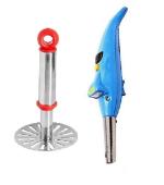 BLUE WONDER Stainless Steel Potato Potato Masher With Dolphine Shape Electric Gas Lighter and Multicolour, Pack of 2