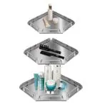 CUROVIT Stainless Steel Wall Mounted 3pc Set Corner Shelf/Corner Basket/Triangular SS Corner for Bathroom & Kitchen Accessories - 3 pc Set