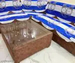 BALLEY Floral Design L Shape Sofa Cover 7 Seater ,Sofa Cover (Blue Color)