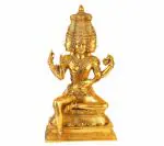 Kartique Traditional Brass Brahma The Creator in Trimurti Idol with Four Heads 16 Inch Large
