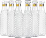 SELECTOR Rutvi Fashion Multucolor And Transparent Plastic Crystal Diamond Fridge Water Bottle For Home N Office (1000 ml)Pack of 6
