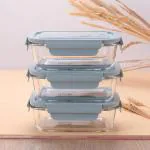 The Better Home Leak Proof Blue Borosilicate Glass Container Set - 1040 ml (pack of 3)
