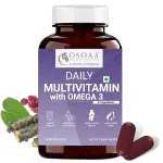 Osoaa Daily Multivitamin with 200mg Omega 3 - 60 Veg Tablets | 52 Ingredients for Family - Men & Women | 40 Billion Probiotics, Trace Minerals, Super Greens, Super Reds, Asthaxanthin | Supports Immunity, Energy & Gut Health