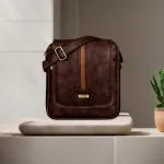 LOREM Brown Waterproof Faux Leather Casual Sling Bag SL02